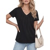 image:imageLYANER Womens V Neck Short Sleeve Pleated Front Dressy Casual Blouse Top ShirtsBlack