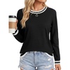image:imageLYANER Womens Crew Neck Long Sleeve Lightweight Knit Pullover Elegant Sweater ShirtBlack