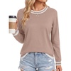 image:imageLYANER Womens Crew Neck Long Sleeve Lightweight Knit Pullover Elegant Sweater ShirtDark Beige