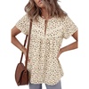 image:imageLYANER Womens Floral Lace Trim Ruffle Short Sleeve Round Neck Casual Blouse TopBeige