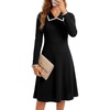 image:imageLYANER Womens Lapel Collar Long Sleeve Flare A Line Keyhole Casual Party Mini DressBlack