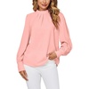 image:imageLYANER Womens Pleated Mock Neck Long Sleeve Blouse Pullover Work Office Shirt Tops Solid Pink XLarge