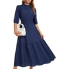 image:imageLYANER Womens Ruched Ruffle Crewneck Half Sleeve Flowy A Line Wedding Guest Long DressDark Blue