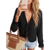 image:imageLYANER Womens Ruffle V Neck Tie Front Long Sleeve Loose Fit Y2k Blouse Top ShirtsBlack