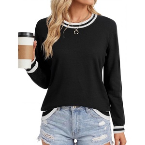 image:imageLYANER Womens Crew Neck Long Sleeve Lightweight Knit Pullover Elegant Sweater ShirtBlack
