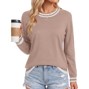 image:imageLYANER Womens Crew Neck Long Sleeve Lightweight Knit Pullover Elegant Sweater ShirtDark Beige