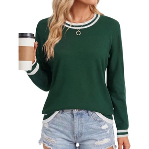 image:imageLYANER Womens Crew Neck Long Sleeve Lightweight Knit Pullover Elegant Sweater ShirtDark Green