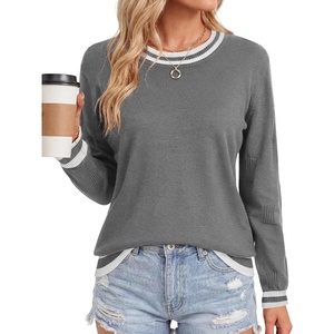 image:imageLYANER Womens Crew Neck Long Sleeve Lightweight Knit Pullover Elegant Sweater ShirtGray