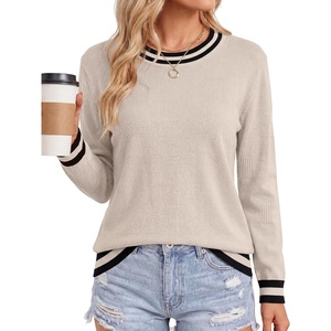 image:imageLYANER Womens Crew Neck Long Sleeve Lightweight Knit Pullover Elegant Sweater ShirtLight Beige
