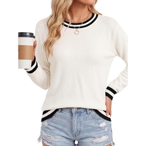 image:imageLYANER Womens Crew Neck Long Sleeve Lightweight Knit Pullover Elegant Sweater ShirtOffwhite
