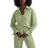 image:imageLYANER Womens 2 Piece Outfits Button Down Long Sleeve Shirt and Wide Leg Pants SetBean Green