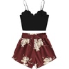 image:imageLYANER Womens 2 Piece Summer Outfits Cami Crop Top and Tropical Floral Shorts SetWine Red