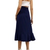 image:imageLYANER Womens Boho Floral Print Wrap Front Self Tie Knot Ruffle Hem Split Midi SkirtSolid Navy