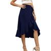 image:imageLYANER Womens Boho Floral Print Wrap Front Self Tie Knot Ruffle Hem Split Midi SkirtSolid Navy
