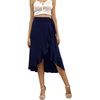 image:imageLYANER Womens Boho Floral Print Wrap Front Self Tie Knot Ruffle Hem Split Midi SkirtSolid Navy