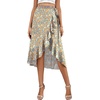 image:imageLYANER Womens Boho Floral Print Wrap Front Self Tie Knot Ruffle Hem Split Midi SkirtZipper Multicolored