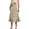 image:imageLYANER Womens Boho Floral Print Wrap Front Self Tie Knot Ruffle Hem Split Midi SkirtZipper Multicolored