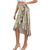 image:imageLYANER Womens Boho Floral Print Wrap Front Self Tie Knot Ruffle Hem Split Midi SkirtZipper Multicolored