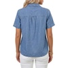 image:imageLYANER Womens Button Collar Short Sleeve Casual Denim Shirt  Collared Neck Button Down Puff Sleeve Ruched Business Dressy Jean Blouse TopBlue
