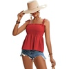 image:imageLYANER Womens Cute Summer Tops Tie Shoulder Shirred Ruffle Hem Sleeveless Sexy Cami Blouse Peplum TopRed