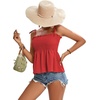 image:imageLYANER Womens Cute Summer Tops Tie Shoulder Shirred Ruffle Hem Sleeveless Sexy Cami Blouse Peplum TopRed