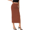 image:imageLYANER Womens High Waist Long Pencil Skirt Side Split Bodycon Party Club Night Out Midi SkirtsBrown