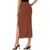 image:imageLYANER Womens High Waist Long Pencil Skirt Side Split Bodycon Party Club Night Out Midi SkirtsBrown