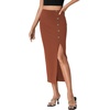 image:imageLYANER Womens High Waist Long Pencil Skirt Side Split Bodycon Party Club Night Out Midi SkirtsBrown