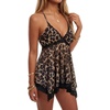 image:imageLYANER Womens Leopard Print Sheer Mesh Lace Trim V Neck Ruffle Asymmetrical Hem Y2k Cami TopsLeopard