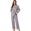 image:imageLYANER Womens Long SleeveLadies Soft Pjs Lounge Set Sleepwear Pajama SetGray
