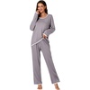 image:imageLYANER Womens Long SleeveLadies Soft Pjs Lounge Set Sleepwear Pajama SetGray