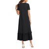image:imageLYANER Womens Nightgown V Neck Lace Trim Short Sleeve Layer Casual Midi NightdressBlack