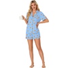 image:imageLYANER Womens Pajama Sets Striped Button Down Pj Set Sleepwear Shirt and Shorts Two Piece Lounge SetsBear Print
