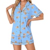 image:imageLYANER Womens Pajama Sets Striped Button Down Pj Set Sleepwear Shirt and Shorts Two Piece Lounge SetsBear Print
