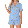 image:imageLYANER Womens Pajama Sets Striped Button Down Pj Set Sleepwear Shirt and Shorts Two Piece Lounge SetsBear Print