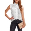 image:imageLYANER Womens Polka Dots Ruffle Ruched Mock Neck Button Sleeveless Dressy Casual Tank TopsWhite