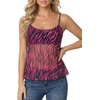 image:imageLYANER Womens Print Sheer Mesh Spaghetti Straps Sleeveless Ruffle Y2k Babydoll Cami TopsRose