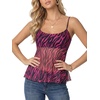 image:imageLYANER Womens Print Sheer Mesh Spaghetti Straps Sleeveless Ruffle Y2k Babydoll Cami TopsRose