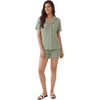 image:imageLYANER Womens Ribbed Knit Pajamas Sets Collared Button Top and Wide Leg ShortsLight Green