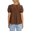 image:imageLYANER Womens Ruched Round Neck Puff Short Sleeve Keyhole Loose Fit Casual Babydoll TopsBrown