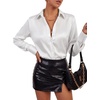 image:imageLYANER Womens Satin Blouse Long Sleeve Silk Button Down Shirts Work Office Dressy TopsWhite