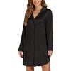 image:imageLYANER Womens Satin Long Sleeve Sleepshirt Button Down Nightgowns Heart Print Nightdress PJsBlack