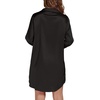 image:imageLYANER Womens Satin Long Sleeve Sleepshirt Button Down Nightgowns Heart Print Nightdress PJsBlack
