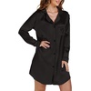 image:imageLYANER Womens Satin Long Sleeve Sleepshirt Button Down Nightgowns Heart Print Nightdress PJsBlack