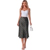 image:imageLYANER Womens Satin Silky Midi Skirt Elastic High Waist Zipper A Line Business Casual SkirtsBlack Ditsy Floral