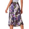 image:imageLYANER Womens Satin Silky Midi Skirt Elastic High Waist Zipper A Line Business Casual SkirtsPurple Floral