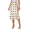 image:imageLYANER Womens Satin Silky Midi Skirt Elastic High Waist Zipper A Line Business Casual SkirtsWhite Polka Dot