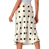 image:imageLYANER Womens Satin Silky Midi Skirt Elastic High Waist Zipper A Line Business Casual SkirtsWhite Polka Dot