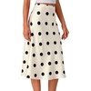 image:imageLYANER Womens Satin Silky Midi Skirt Elastic High Waist Zipper A Line Business Casual SkirtsWhite Polka Dot