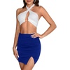 image:imageLYANER Womens Sexy Ruched Pleated Split Slit Hem High Waist Bodycon Mini Short SkirtRoyal Blue